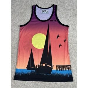 Neff Sailboat Sunset Graphic Small Sleeveless Tank Top Muscle Shirt Active Beach